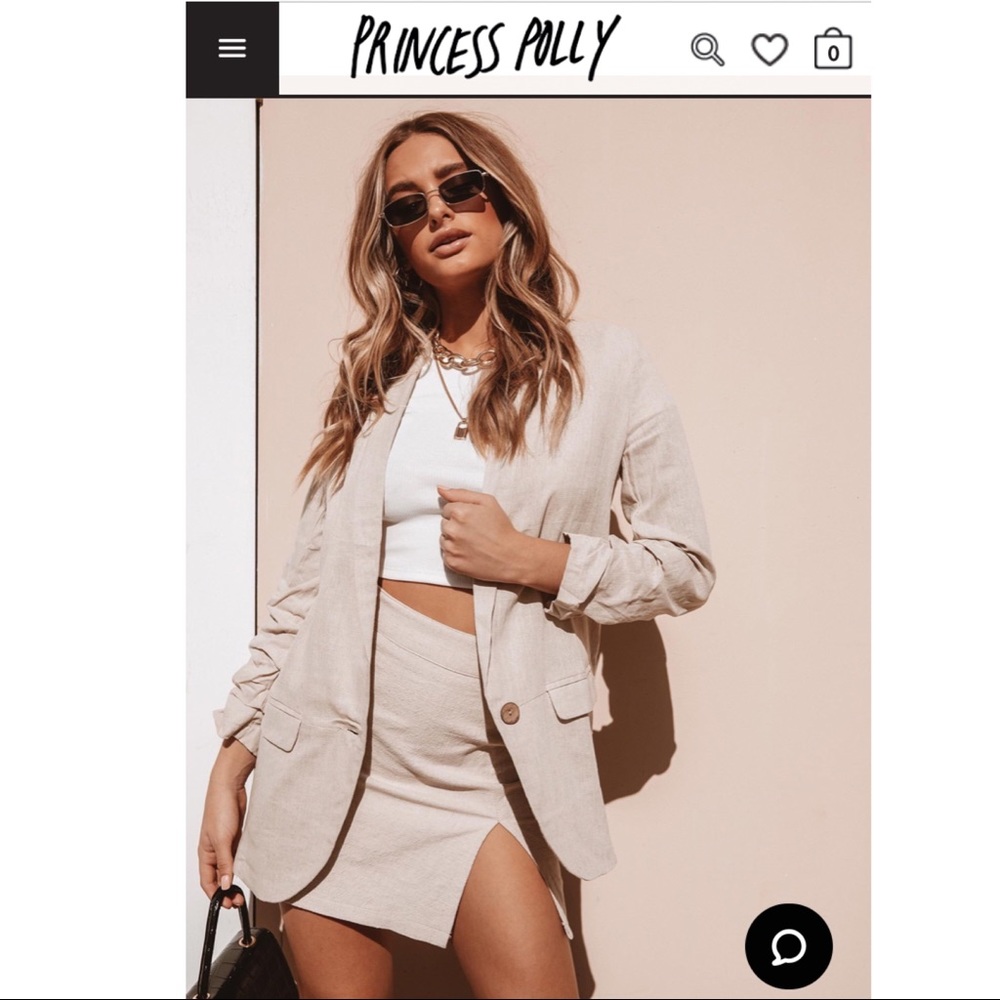 The Freja Blazer Beige size 4 (Princess Polly)